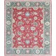 Hand Knotted Floral Area Rug with Red Field and Green Border | Turkish Oushak Wool Carpet Hand Knotted Floral Area Rug with Red Field and Green Border | Turkish Oushak Wool Carpet