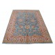 Hand Knotted Floral Oushak Area Rug with Blue Field and Pink Border | 100% Wool Hand Knotted Floral Oushak Area Rug with Blue Field and Pink Border | 100% Wool