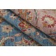 Hand Knotted Floral Oushak Area Rug with Blue Field and Pink Border | 100% Wool Hand Knotted Floral Oushak Area Rug with Blue Field and Pink Border | 100% Wool