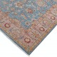 Hand Knotted Floral Oushak Area Rug with Blue Field and Pink Border | 100% Wool Hand Knotted Floral Oushak Area Rug with Blue Field and Pink Border | 100% Wool
