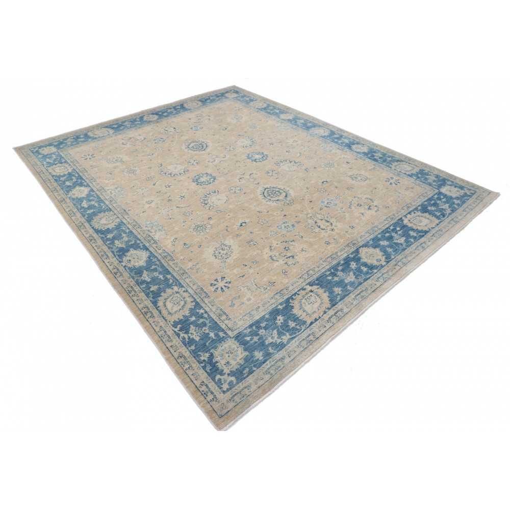 Hand Knotted Floral Rug, Beige and Light Blue Wool Area Rug, Oushak style Carpet Hand Knotted Floral Rug, Beige and Light Blue Wool Area Rug, Oushak style Carpet