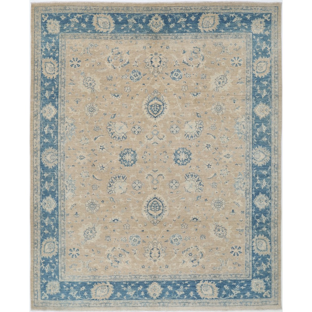 Hand Knotted Floral Rug, Beige and Light Blue Wool Area Rug, Oushak style Carpet Hand Knotted Floral Rug, Beige and Light Blue Wool Area Rug, Oushak style Carpet