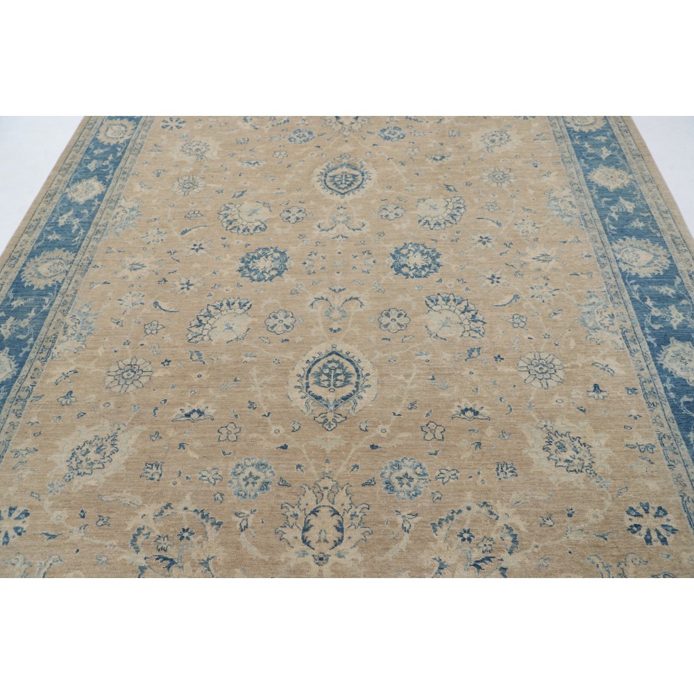 Hand Knotted Floral Rug, Beige and Light Blue Wool Area Rug, Oushak style Carpet Hand Knotted Floral Rug, Beige and Light Blue Wool Area Rug, Oushak style Carpet