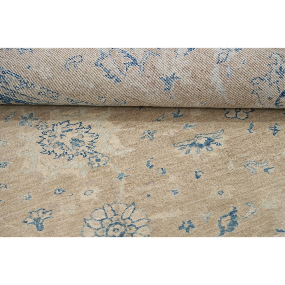 Hand Knotted Floral Rug, Beige and Light Blue Wool Area Rug, Oushak style Carpet Hand Knotted Floral Rug, Beige and Light Blue Wool Area Rug, Oushak style Carpet