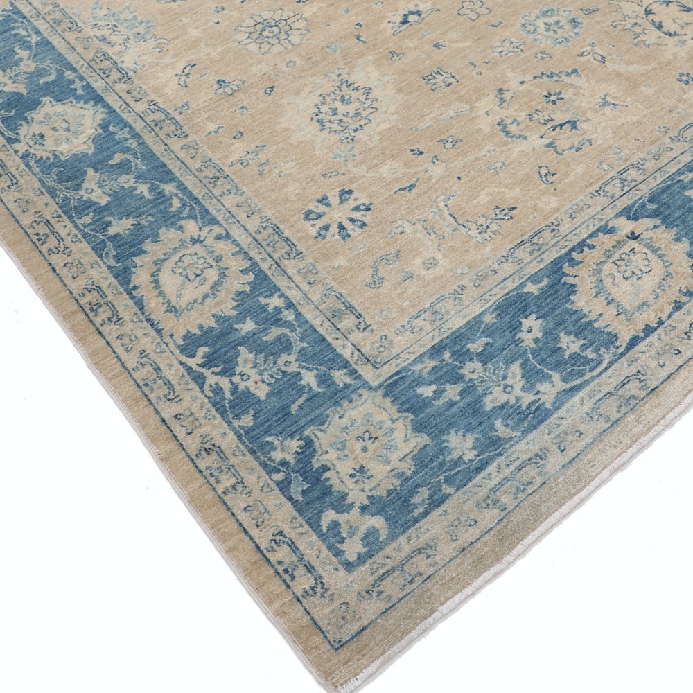 Hand Knotted Floral Rug, Beige and Light Blue Wool Area Rug, Oushak style Carpet Hand Knotted Floral Rug, Beige and Light Blue Wool Area Rug, Oushak style Carpet