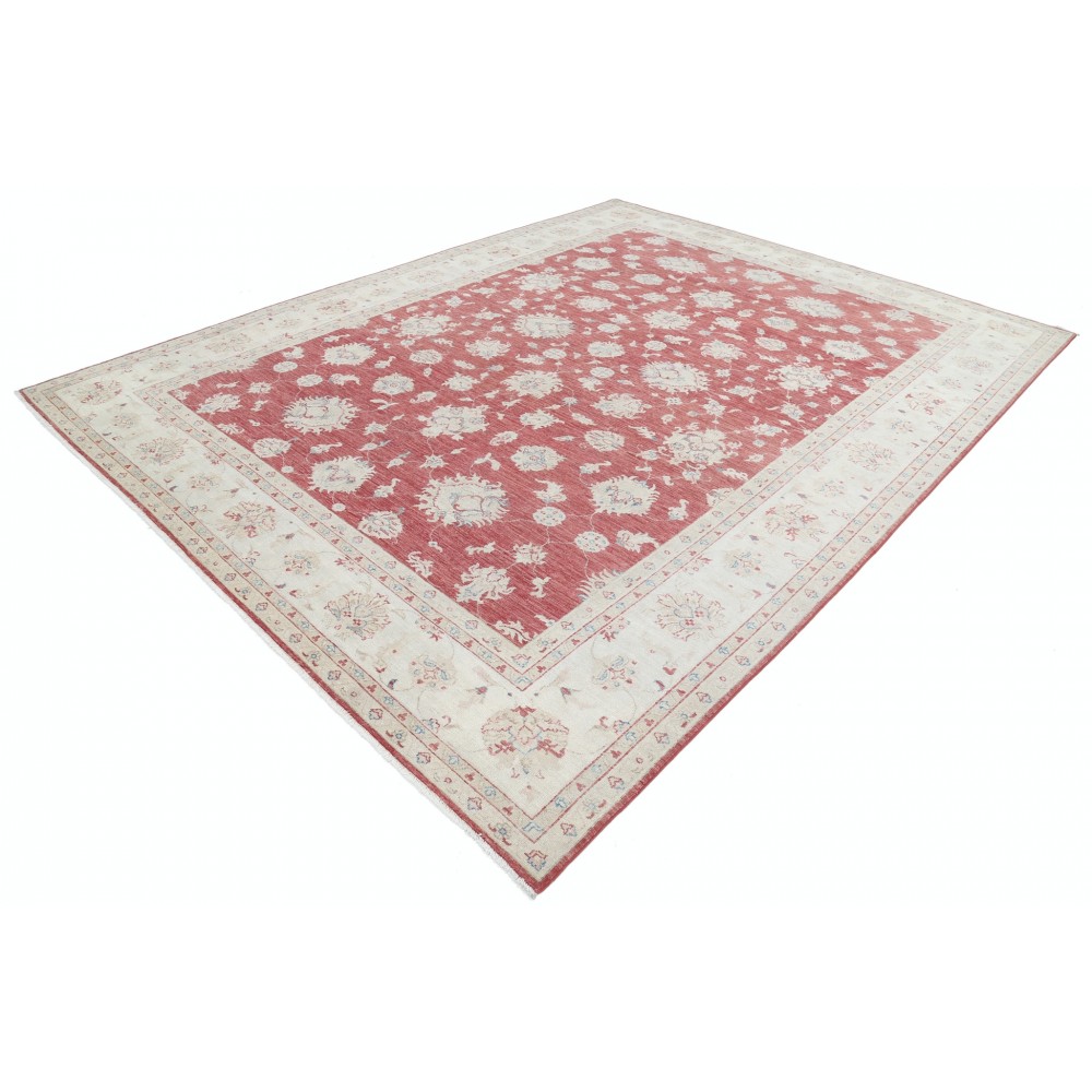 Hand Knotted Floral Turkish Area Rug with Red Field and Ivory Border | Wool Carpet for Home Decor Hand Knotted Floral Turkish Area Rug with Red Field and Ivory Border | Wool Carpet for Home Decor