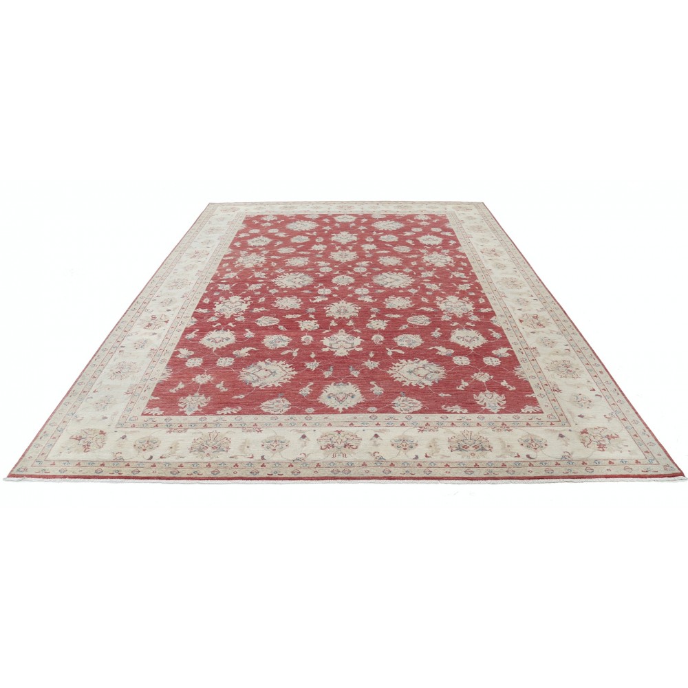 Hand Knotted Floral Turkish Area Rug with Red Field and Ivory Border | Wool Carpet for Home Decor Hand Knotted Floral Turkish Area Rug with Red Field and Ivory Border | Wool Carpet for Home Decor