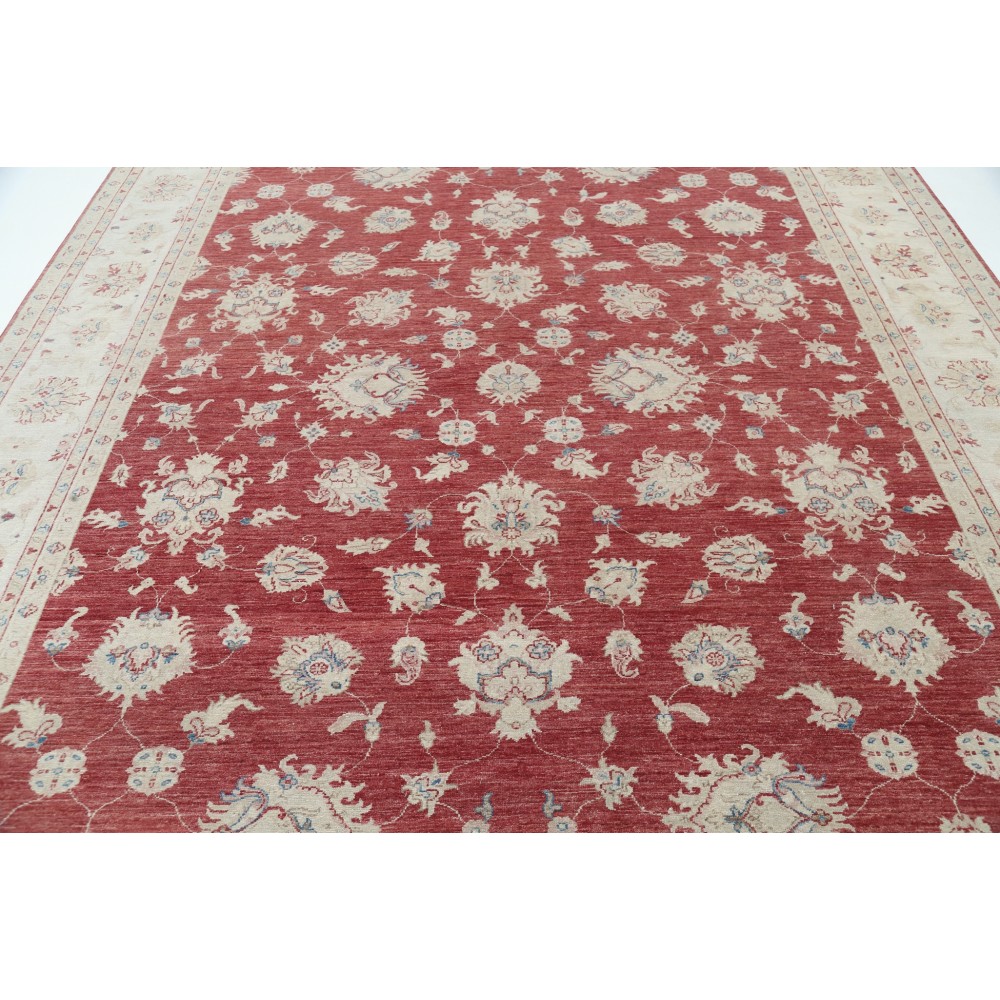 Hand Knotted Floral Turkish Area Rug with Red Field and Ivory Border | Wool Carpet for Home Decor Hand Knotted Floral Turkish Area Rug with Red Field and Ivory Border | Wool Carpet for Home Decor