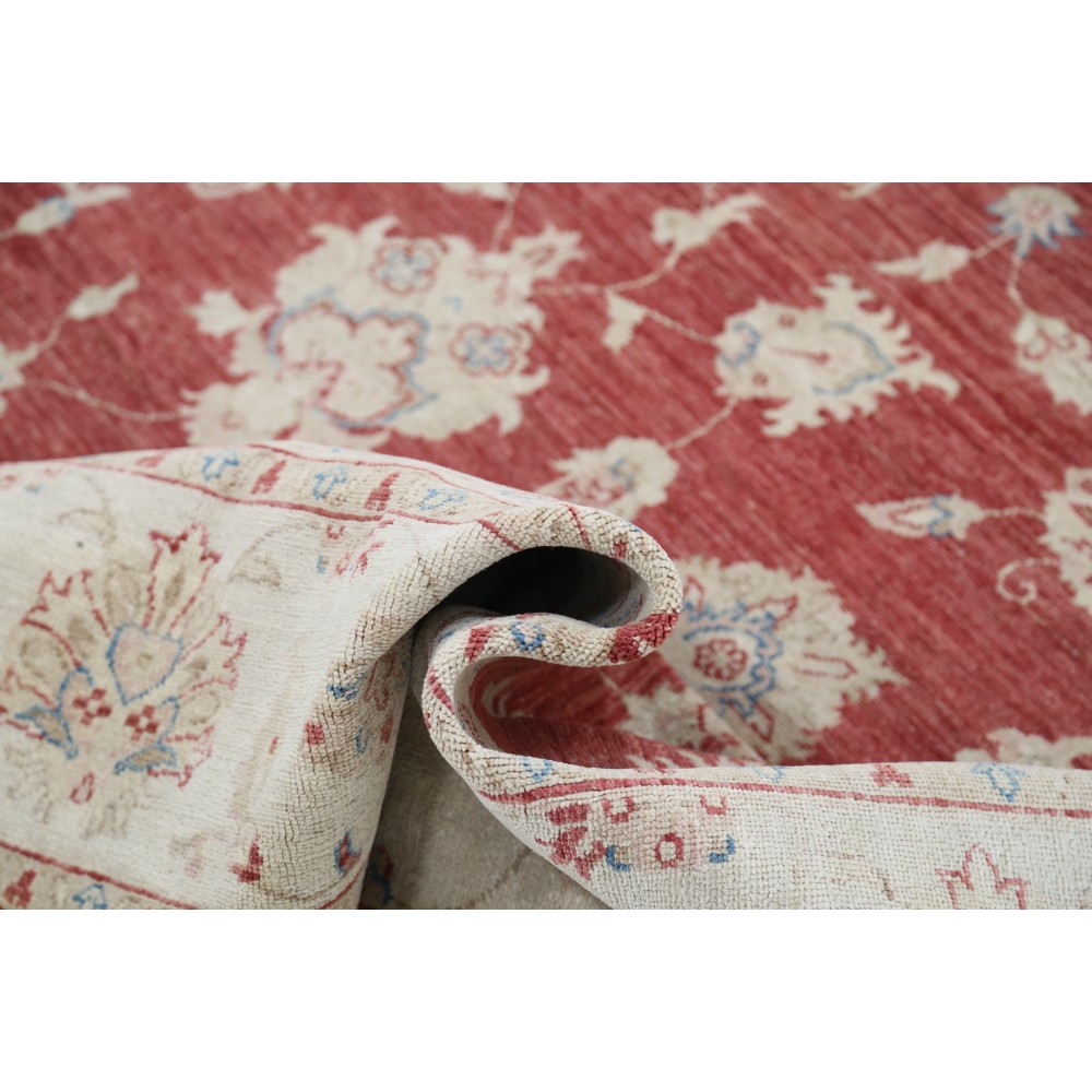 Hand Knotted Floral Turkish Area Rug with Red Field and Ivory Border | Wool Carpet for Home Decor Hand Knotted Floral Turkish Area Rug with Red Field and Ivory Border | Wool Carpet for Home Decor