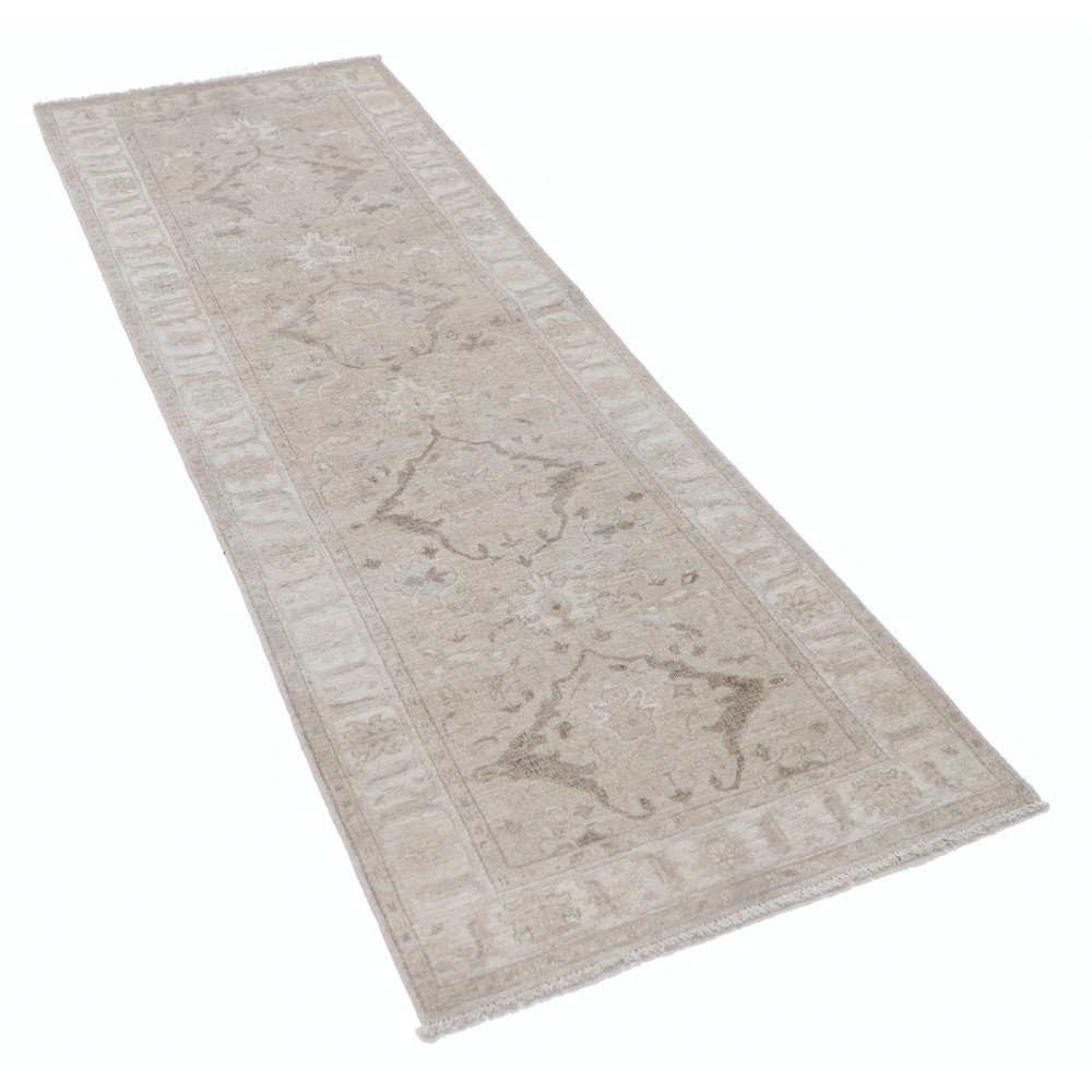 Floral Hallway Runner | Kitchen Runner Rug | Handknotted Corridor Rug | Beige Stair Rug | 100% Wool