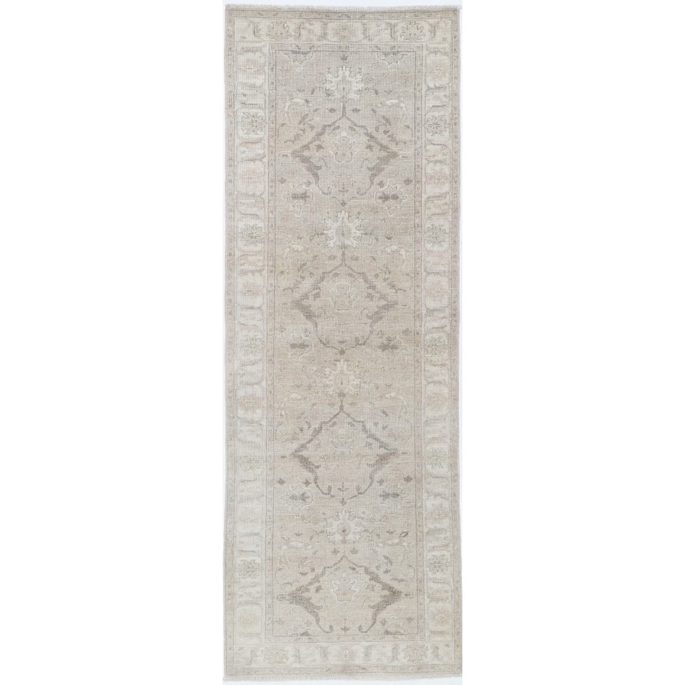 Floral Hallway Runner | Kitchen Runner Rug | Handknotted Corridor Rug | Beige Stair Rug | 100% Wool