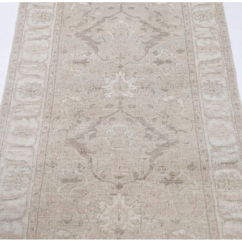Floral Hallway Runner | Kitchen Runner Rug | Handknotted Corridor Rug | Beige Stair Rug | 100% Wool