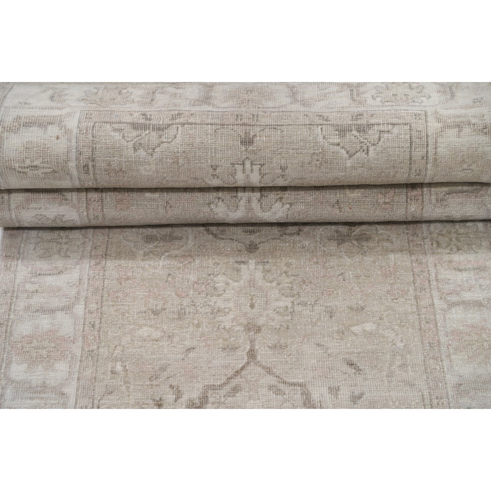 Floral Hallway Runner | Kitchen Runner Rug | Handknotted Corridor Rug | Beige Stair Rug | 100% Wool