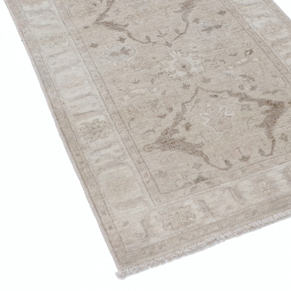 Floral Hallway Runner | Kitchen Runner Rug | Handknotted Corridor Rug | Beige Stair Rug | 100% Wool