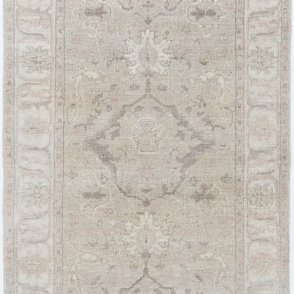 Floral Hallway Runner | Kitchen Runner Rug | Handknotted Corridor Rug | Beige Stair Rug | 100% Wool