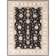 Hand Knotted Floral Turkish Area Rug with Black Field and Ivory Border | Wool Carpet for Home Decor Hand Knotted Floral Turkish Area Rug with Black Field and Ivory Border | Wool Carpet for Home Decor