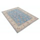 Hand Knotted Floral Oushak Area Rug with Blue Field and Beige Border | 100% Wool Hand Knotted Floral Oushak Area Rug with Blue Field and Beige Border | 100% Wool