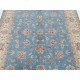 Hand Knotted Floral Oushak Area Rug with Blue Field and Beige Border | 100% Wool Hand Knotted Floral Oushak Area Rug with Blue Field and Beige Border | 100% Wool