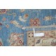 Hand Knotted Floral Oushak Area Rug with Blue Field and Beige Border | 100% Wool Hand Knotted Floral Oushak Area Rug with Blue Field and Beige Border | 100% Wool