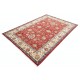 Hand Knotted Turkish Wool Area Rug, Red Floral Carpet with Ivory Border and Blue Details for Home Decor Hand Knotted Turkish Wool Area Rug, Red Floral Carpet with Ivory Border and Blue Details for Home Decor