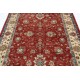 Hand Knotted Turkish Wool Area Rug, Red Floral Carpet with Ivory Border and Blue Details for Home Decor Hand Knotted Turkish Wool Area Rug, Red Floral Carpet with Ivory Border and Blue Details for Home Decor