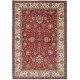 Hand Knotted Turkish Wool Area Rug, Red Floral Carpet with Ivory Border and Blue Details for Home Decor Hand Knotted Turkish Wool Area Rug, Red Floral Carpet with Ivory Border and Blue Details for Home Decor