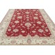 Hand Knotted Floral Area Rug with Red Field and Ivory Border | Turkish Oushak Wool Carpet Hand Knotted Floral Area Rug with Red Field and Ivory Border | Turkish Oushak Wool Carpet