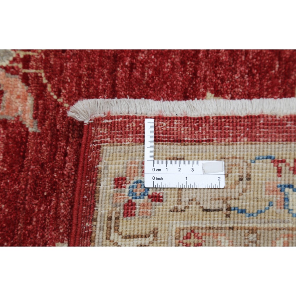Hand Knotted Floral Area Rug with Red Field and Ivory Border | Turkish Oushak Wool Carpet Hand Knotted Floral Area Rug with Red Field and Ivory Border | Turkish Oushak Wool Carpet