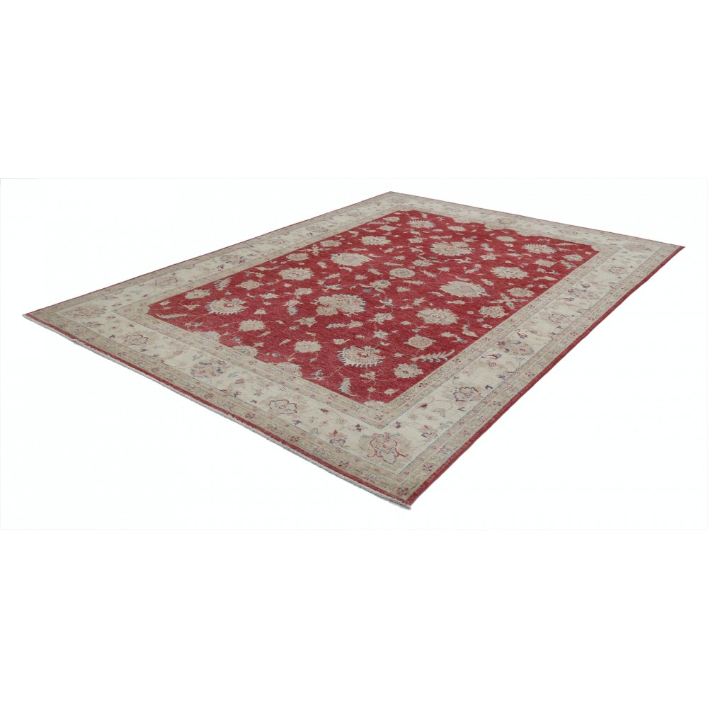 Hand Knotted Red and Beige Wool Area Rug | Turkish Floral Patterned Rug Hand Knotted Red and Beige Wool Area Rug | Turkish Floral Patterned Rug