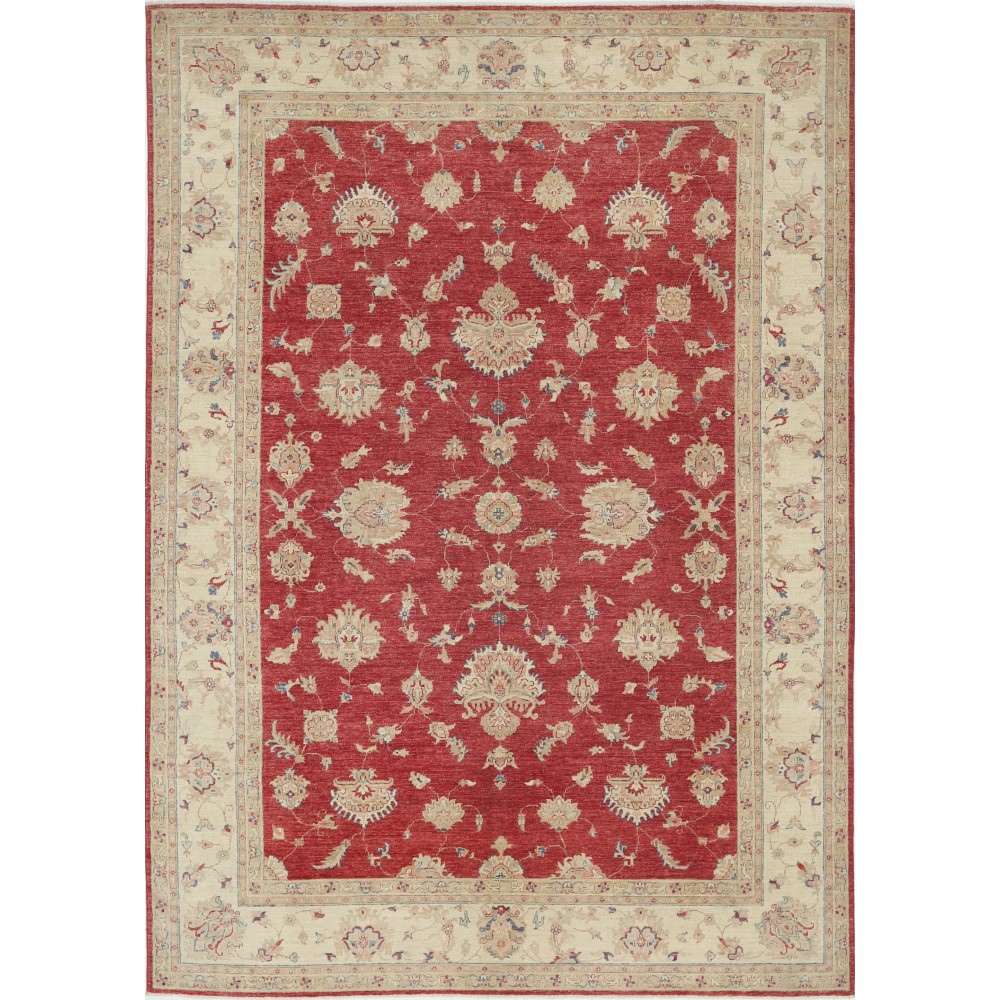 Hand Knotted Red and Beige Wool Area Rug | Turkish Floral Patterned Rug Hand Knotted Red and Beige Wool Area Rug | Turkish Floral Patterned Rug