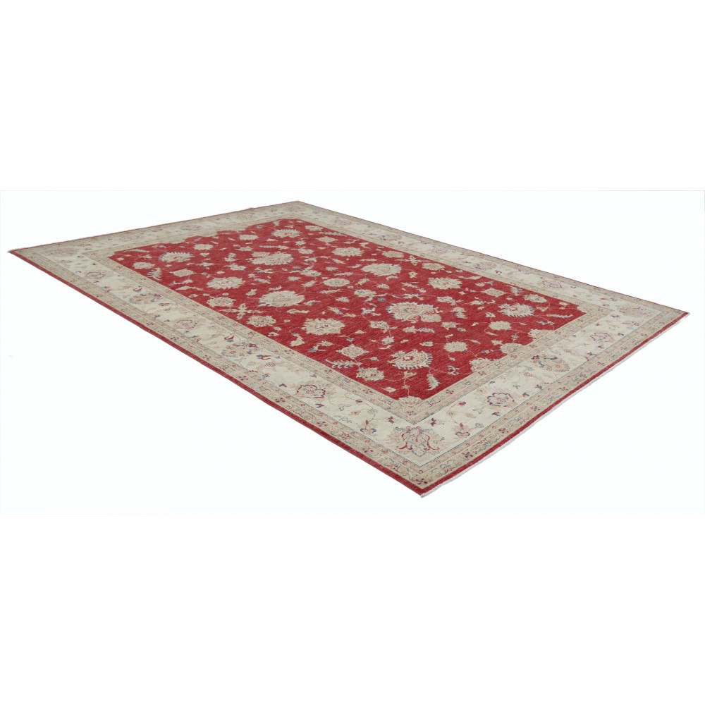 Hand Knotted Red and Beige Wool Area Rug | Turkish Floral Patterned Rug Hand Knotted Red and Beige Wool Area Rug | Turkish Floral Patterned Rug