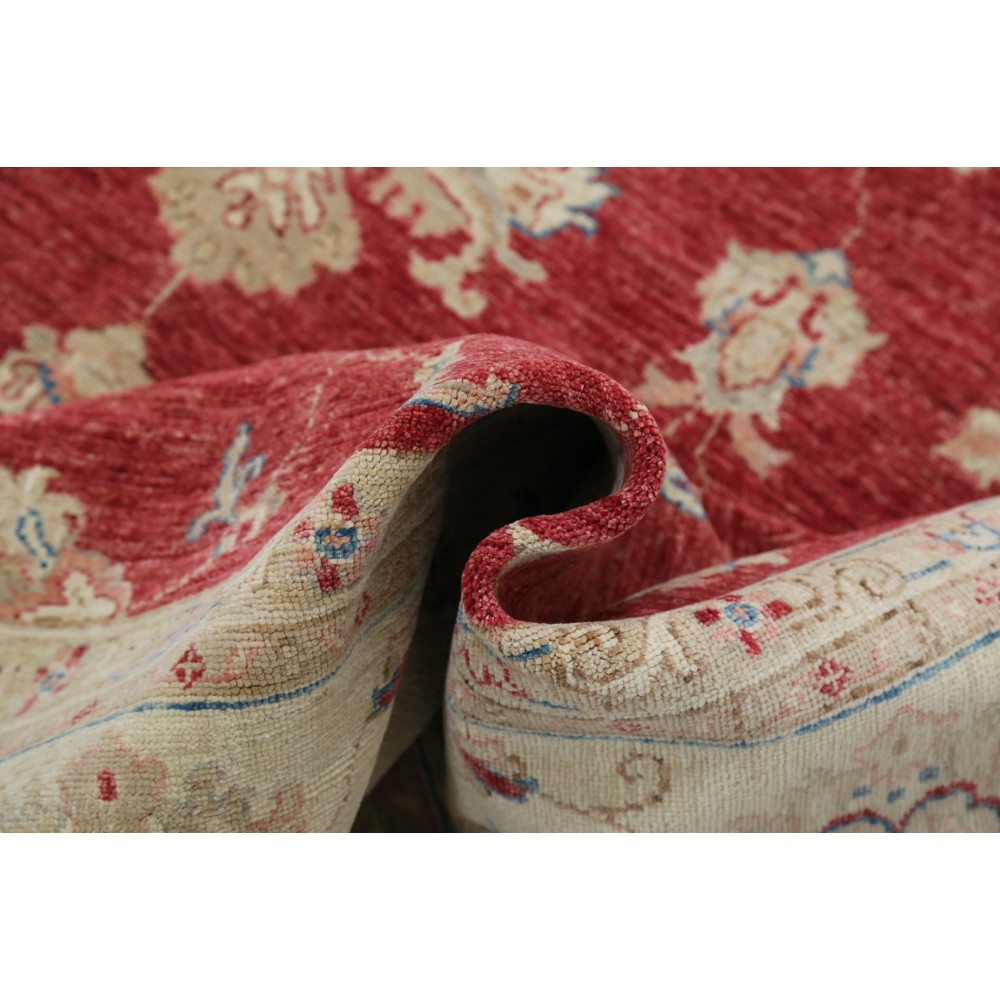 Hand Knotted Red and Beige Wool Area Rug | Turkish Floral Patterned Rug Hand Knotted Red and Beige Wool Area Rug | Turkish Floral Patterned Rug