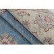 Hand Knotted Floral Turkish Area Rug with Blue Field and Ivory Border | 100% Wool Hand Knotted Floral Turkish Area Rug with Blue Field and Ivory Border | 100% Wool