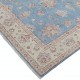 Hand Knotted Floral Turkish Area Rug with Blue Field and Ivory Border | 100% Wool Hand Knotted Floral Turkish Area Rug with Blue Field and Ivory Border | 100% Wool