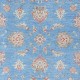Hand Knotted Floral Turkish Area Rug with Blue Field and Ivory Border | 100% Wool Hand Knotted Floral Turkish Area Rug with Blue Field and Ivory Border | 100% Wool