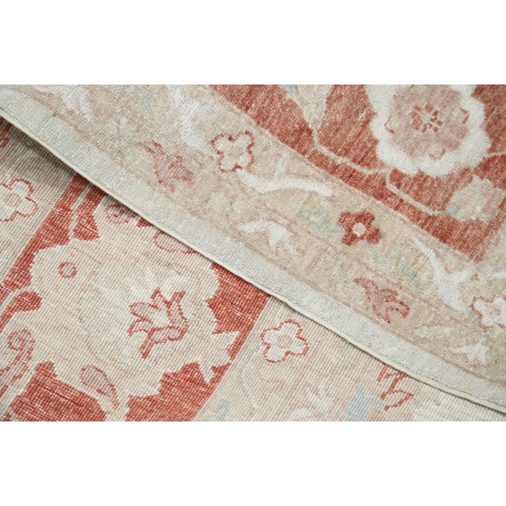 Hand Knotted Floral Patterned Large Area Rug with Ivory Field and Red Border | Wool Carpet for Home Decor Hand Knotted Floral Patterned Large Area Rug with Ivory Field and Red Border | Wool Carpet for Home Decor