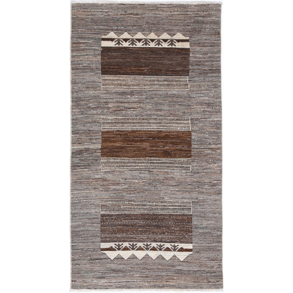 Hand Knotted Brown Area Rug, Geometric Tribal Pattern Accent Rug | All Wool Hand Knotted Brown Area Rug, Geometric Tribal Pattern Accent Rug | All Wool