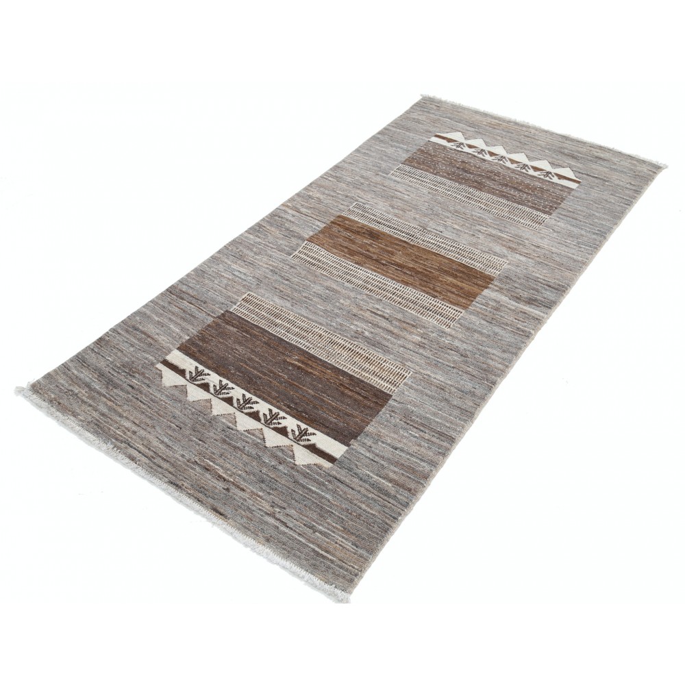 Hand Knotted Brown Area Rug, Geometric Tribal Pattern Accent Rug | All Wool Hand Knotted Brown Area Rug, Geometric Tribal Pattern Accent Rug | All Wool