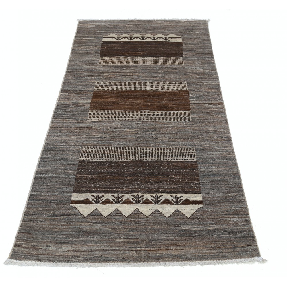Hand Knotted Brown Area Rug, Geometric Tribal Pattern Accent Rug | All Wool Hand Knotted Brown Area Rug, Geometric Tribal Pattern Accent Rug | All Wool