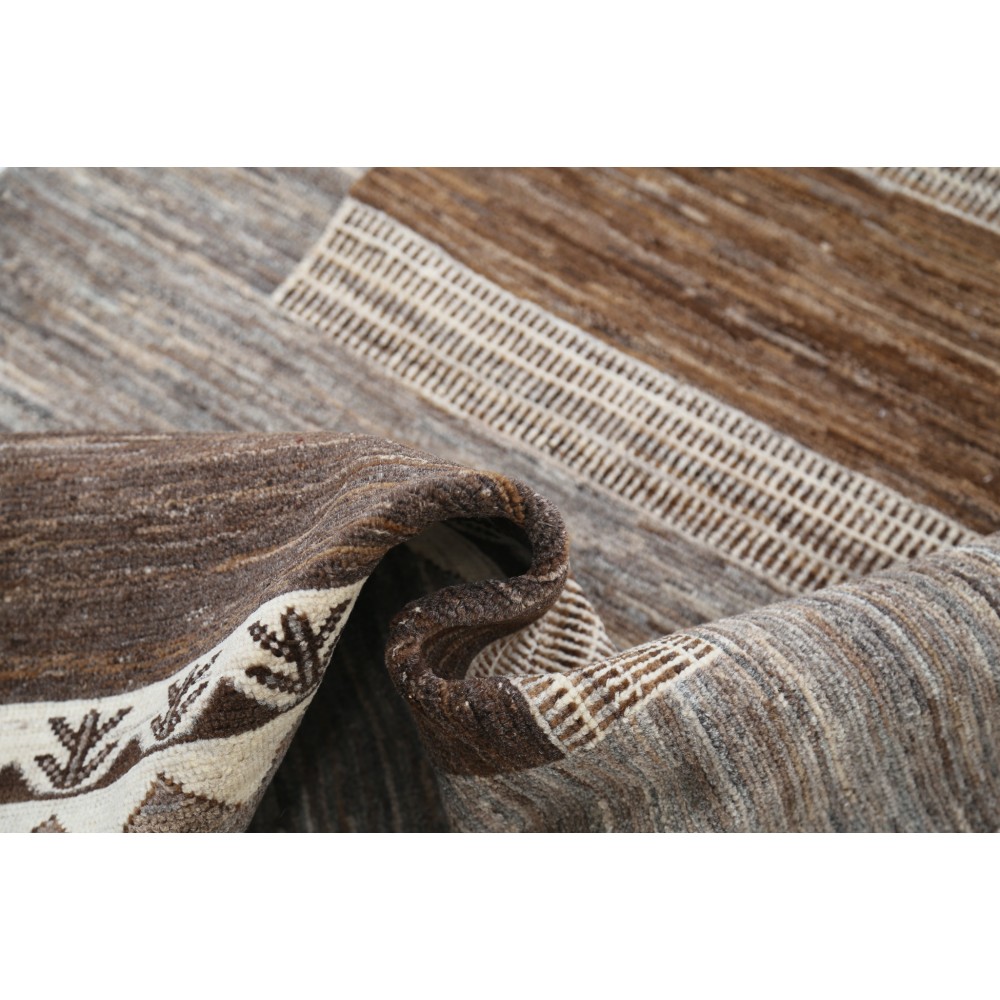 Hand Knotted Brown Area Rug, Geometric Tribal Pattern Accent Rug | All Wool Hand Knotted Brown Area Rug, Geometric Tribal Pattern Accent Rug | All Wool