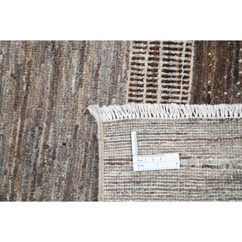 Hand Knotted Brown Area Rug, Geometric Tribal Pattern Accent Rug | All Wool Hand Knotted Brown Area Rug, Geometric Tribal Pattern Accent Rug | All Wool