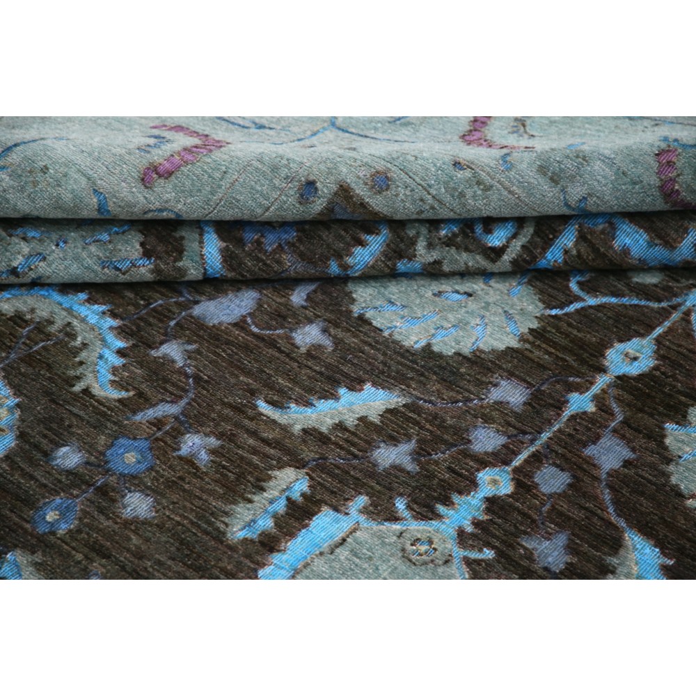 Hand Knotted Gray, Light Blue and Lavender Wool Area Rug | Turkish Floral Vase Design Carpet Hand Knotted Gray, Light Blue and Lavender Wool Area Rug | Turkish Floral Vase Design Carpet