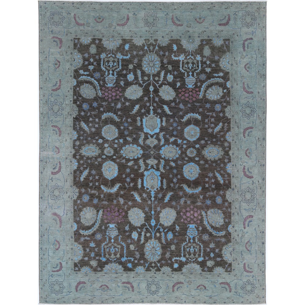 Hand Knotted Gray, Light Blue and Lavender Wool Area Rug | Turkish Floral Vase Design Carpet Hand Knotted Gray, Light Blue and Lavender Wool Area Rug | Turkish Floral Vase Design Carpet