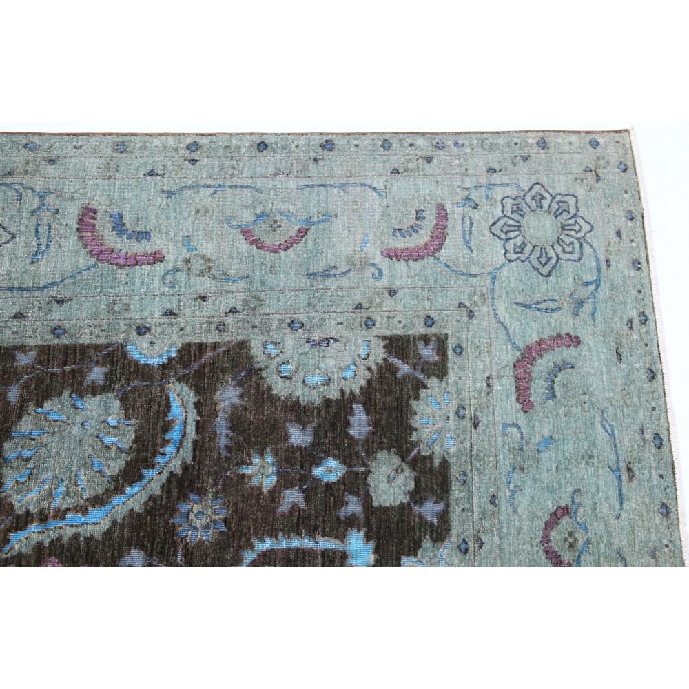 Hand Knotted Gray, Light Blue and Lavender Wool Area Rug | Turkish Floral Vase Design Carpet Hand Knotted Gray, Light Blue and Lavender Wool Area Rug | Turkish Floral Vase Design Carpet