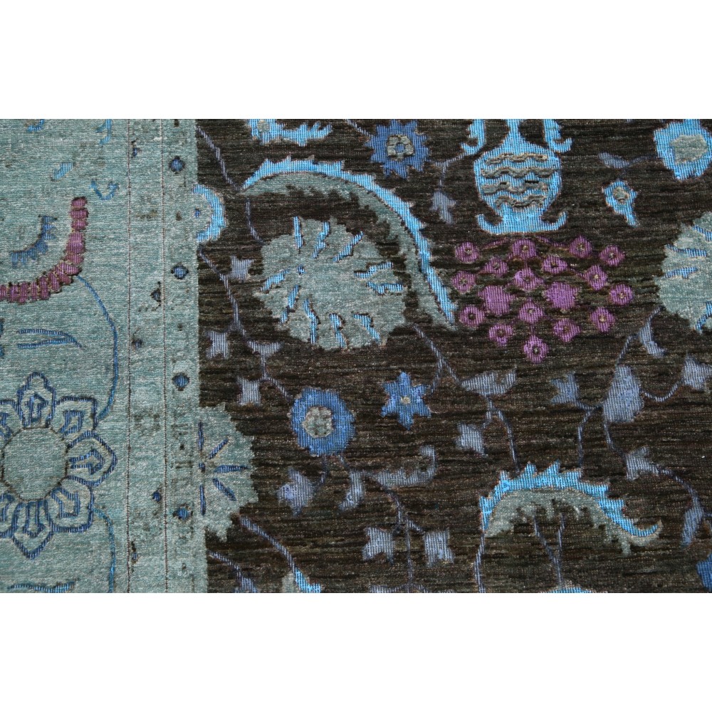 Hand Knotted Gray, Light Blue and Lavender Wool Area Rug | Turkish Floral Vase Design Carpet Hand Knotted Gray, Light Blue and Lavender Wool Area Rug | Turkish Floral Vase Design Carpet