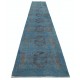 Hand Knotted Blue, Brown Long Runner Rug | Turkish Floral Hallway Rug | 100% Wool