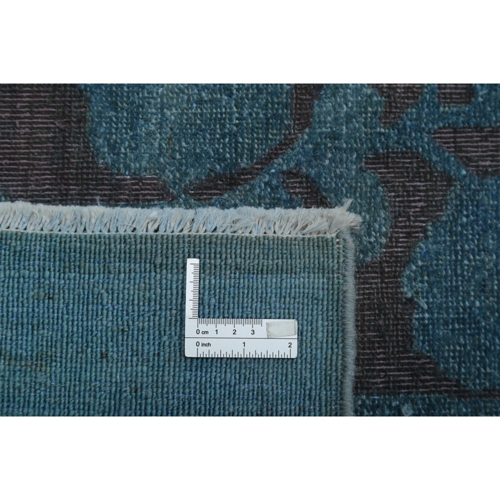 Hand Knotted Blue, Brown Long Runner Rug | Turkish Floral Hallway Rug | 100% Wool