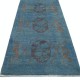 Hand Knotted Blue, Brown Long Runner Rug | Turkish Floral Hallway Rug | 100% Wool