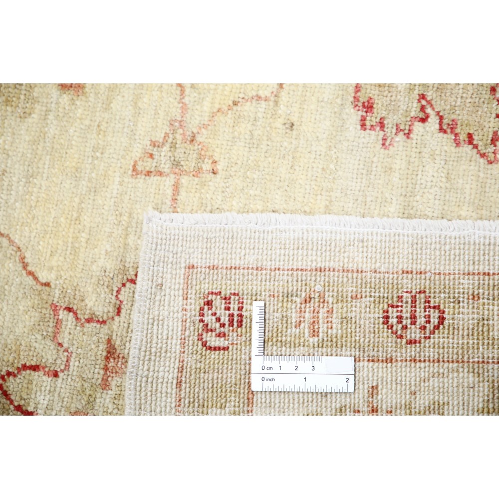 Hand Knotted Oushak Wool Rug | Beige Turkish Carpet with All-Over Floral Design