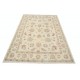 Hand Knotted Oushak Wool Rug | Beige Turkish Carpet with All-Over Floral Design